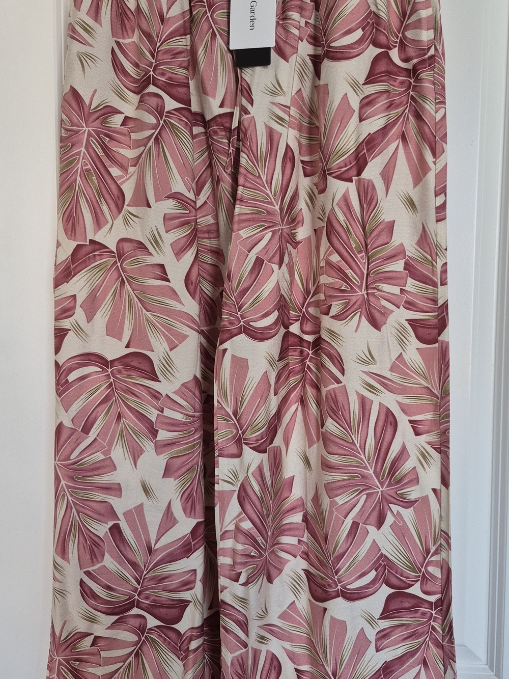 Wide Leg Tropical Print Pants in Pink by Carter